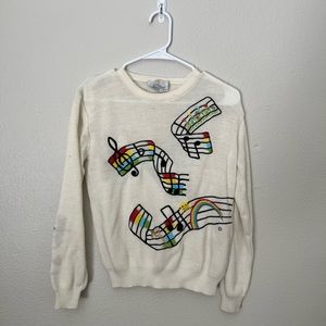 VTG Shirlee Designs Embroidered Acrylic Music Sweater
